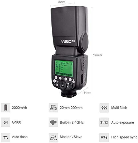 GODOX V860IIS Camera Flash with Lithium Battery for Sony DSLR Cameras GN60 2.4G TTL Auto Flash 1/8000s High Speed Sync [Used]