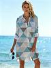 Plus Size Women's New Long-sleeved Printed Shirt, Long Loose Printed Long-sleeved Shirt for Women, Casual and Versatile, Slim Outer Shirt
