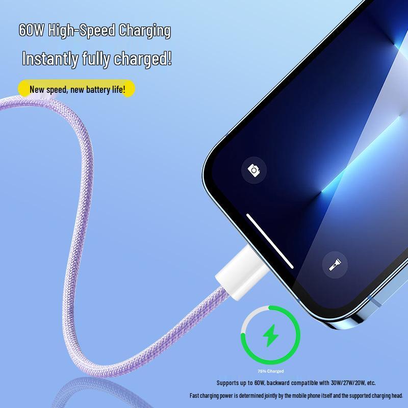 Совместим с Apple 16/17, Плетеный USB-C - USB-C кабель для iPhone 15 с двойной быстрой зарядкой и передачей данных