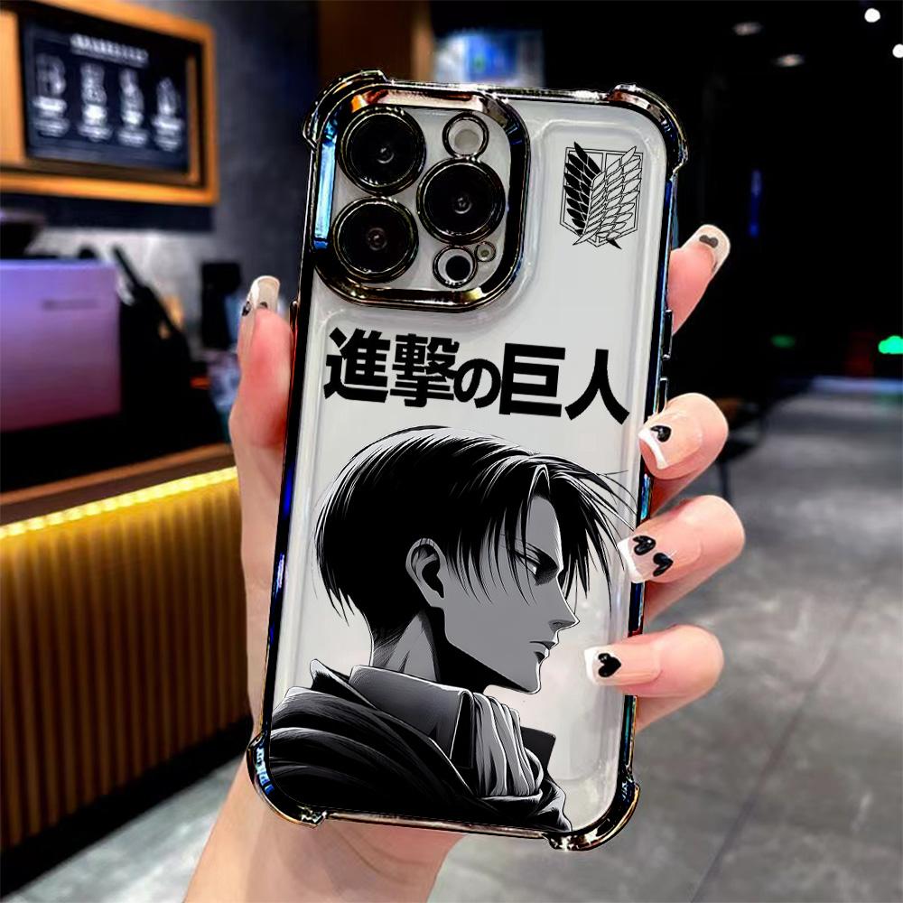 Чехол для телефона в стиле аниме Attack on Titan Для iPhone 17 16 15 14 13 12 11 Pro Max X XR XSMax Mini Air Plus Защита от падения Подушка безопасности Атака титанов Леви Покрытие