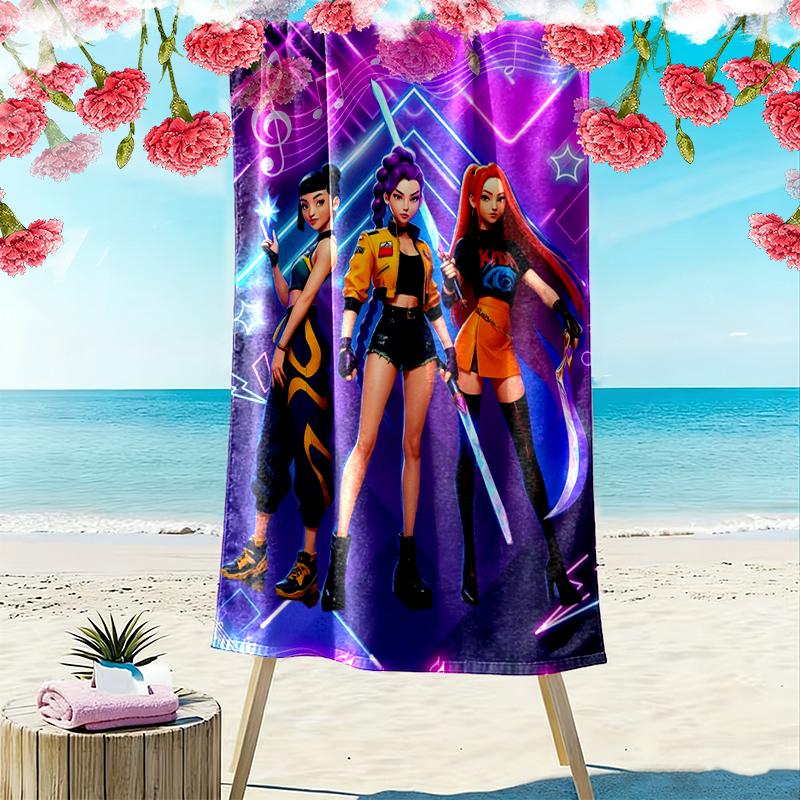 Kpop Demon Hunters Beach Towel Perfect for Travel, Outdoor Activities, Swimming, Camping, Hiking