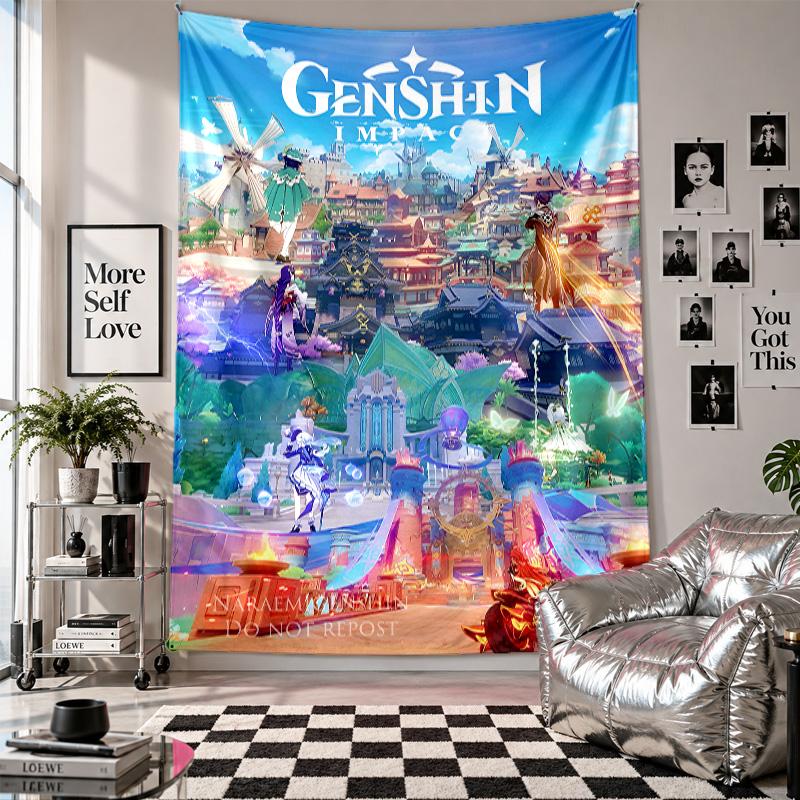 Wall TapestryGenshin Impact Art Hanging Cloth Decorative Background Cover for Room Decoration