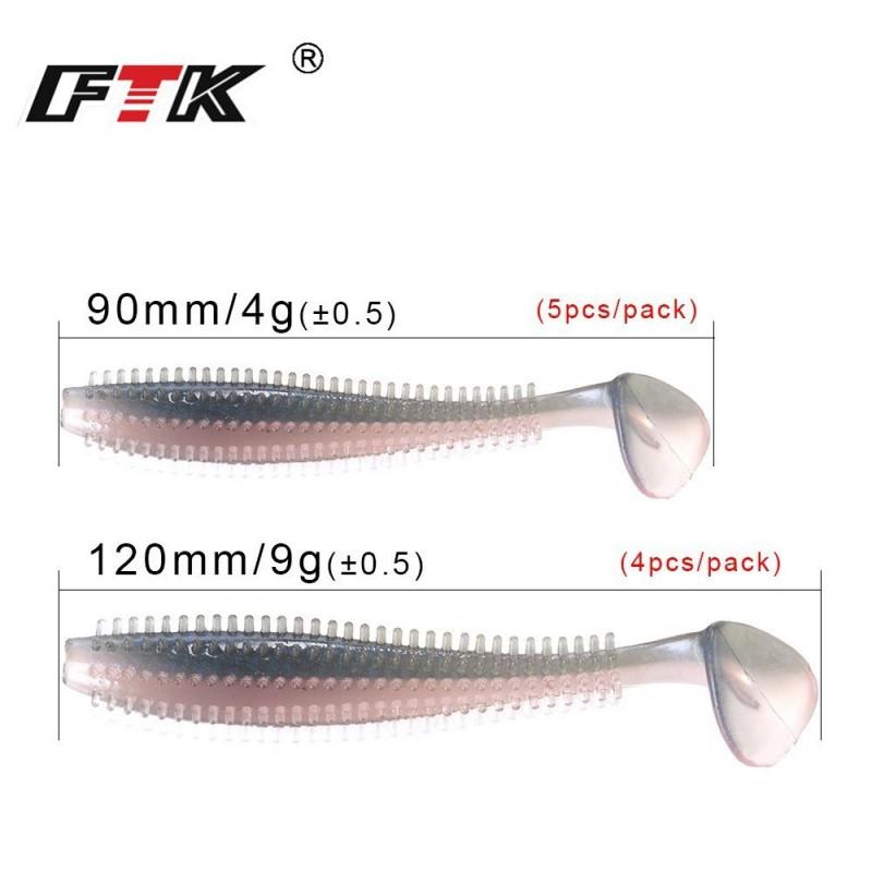 FTK Soft Plastic Jerkbaits Bass Pike Perch With Realistic Scent Tail Action 120mm 90mm