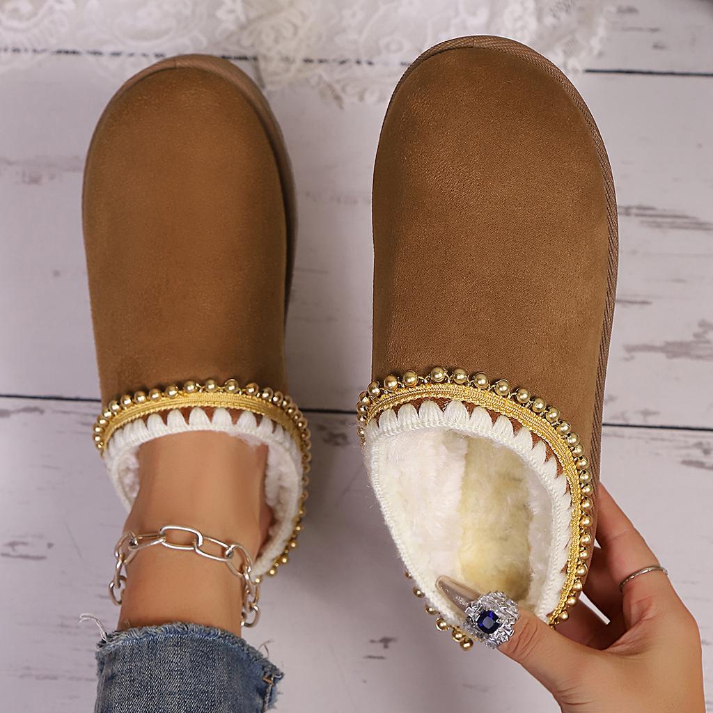 Fashion Platform Fluffy Slippers Women House Flats Fashion Plush Women Shoes Winter Designer Shoes Ladies Large Size Home Slides Women