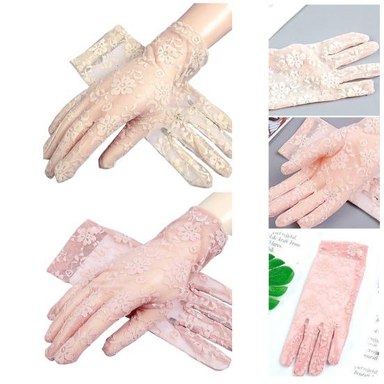 Women Sheer Lace Gloves Vintage Floral Wrist Gloves Fingerless Bridal Gloves for Derby Tea Party Opera Evening Prom Cosplay