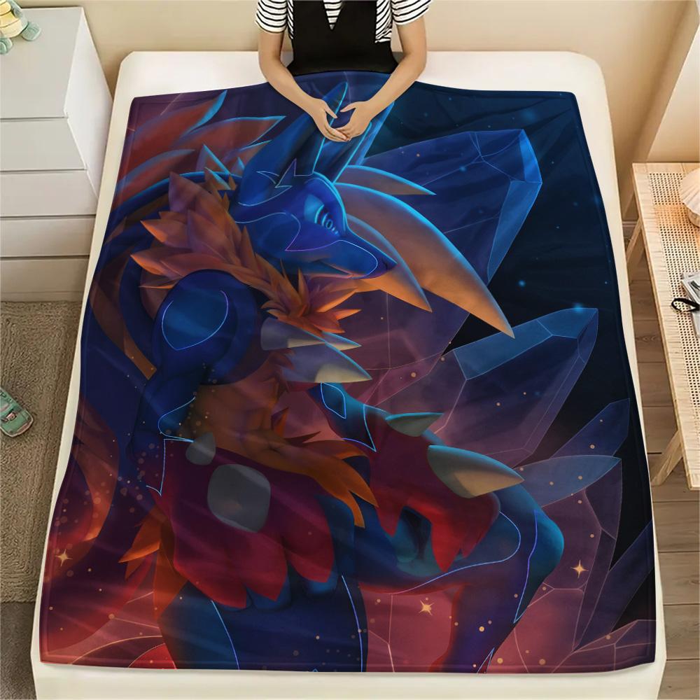 Lucario 3 Print Flannel Blanket, High quality Comfortable for All Seasons, Home Decor, Warmth and Comfort