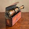 35 Cm Telescope with Compass On Lid, Set In Leather Case, Retro Accessories for Home and Office Decor