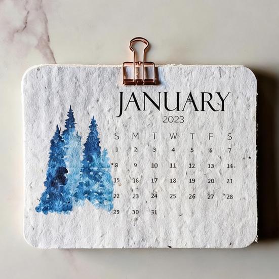 Календарь из бумаги с семенами для посадки 2026 Биоразлагаемый календарь для посадки с семенами полевых цветов Ежемесячный выращиваемый планер для экологичного офиса и дома