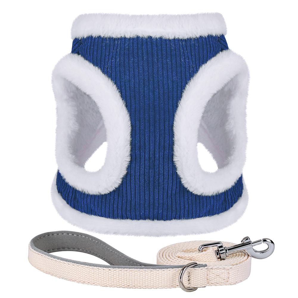 Зимний теплый комплект шлейки и поводка для собак, жилет для щенков и кошек для маленьких и средних собак, шлейки для чихуахуа и йоркширского терьера с соответствующим поводком