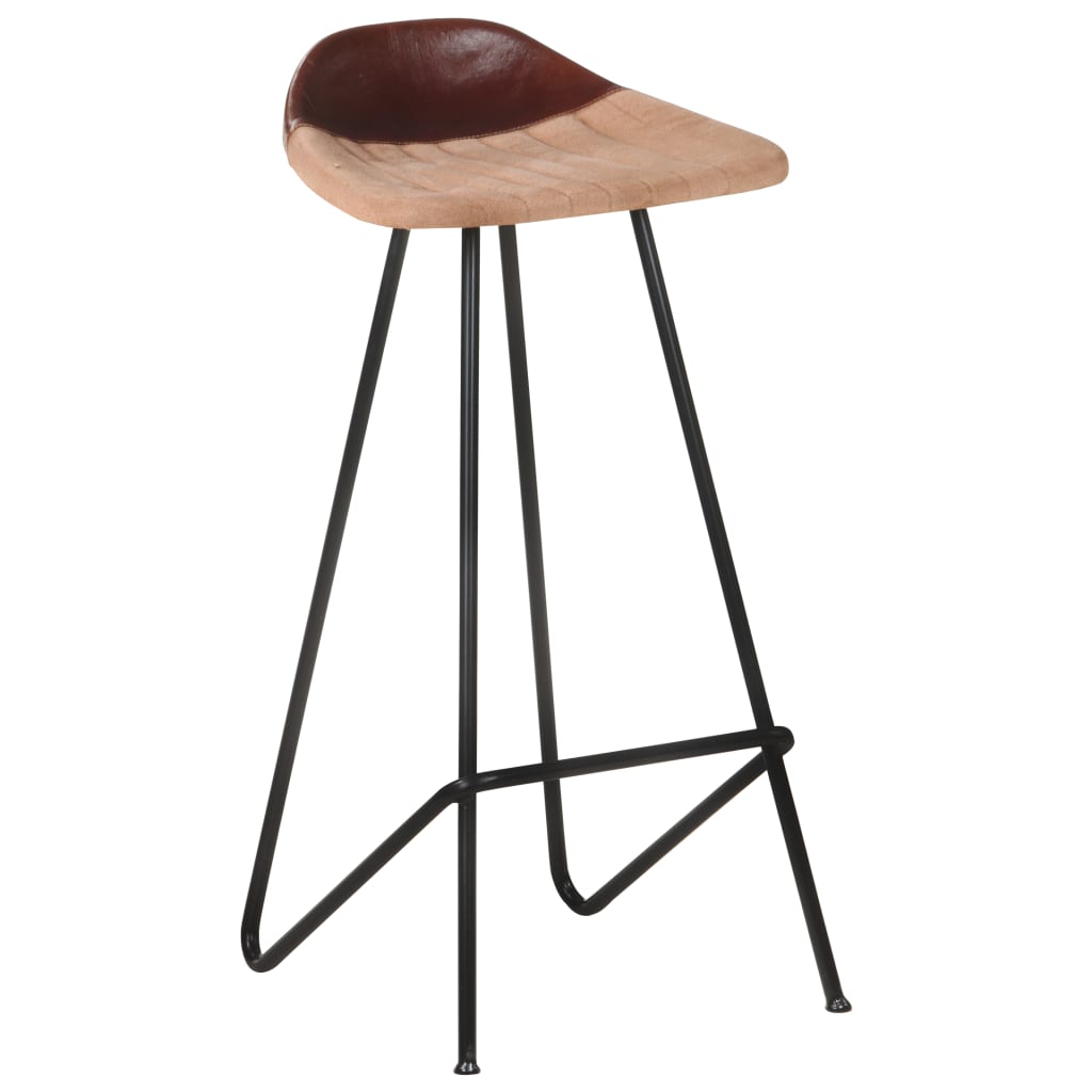 Bar Stool Set 4 Pieces Brown Genuine Leather