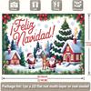One piece of 2D flat Christmas-themed banner featuring Santa Claus and reindeer patterns.