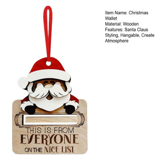 Деревянный рождественский зажим для денег, стиль Санта-Клауса, подвесной кошелек, создающий атмосферу, украшение кошелька на праздничную тематику