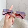 Vintage New Sunglasses Rimless Rectangle Shades Gradient UV4 Traveling Sun Glasses for Women Xmas Gift