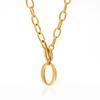 Youthway Минималистичный Стиль Составная Цепь Дизайн Ожерелье Нержавеющая Сталь Золотой Цвет Круглая Форма Подвеска Застежка О-образная Женское Ожерелье