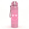 1PC Xoxo Pink Circle Pattern Print 750ml Color Plastic Sports Water Bottle Leakproof Flip Straw Lid Suitable for Sports Office Home Use