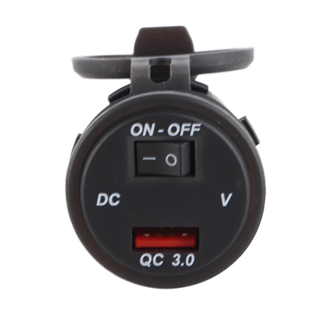 12V IP66 3.0A Светодиодное цифровое зарядное устройство для телефона Адаптер с независимым переключателем с линией 23,6 дюйма Красный DC12‑24V
