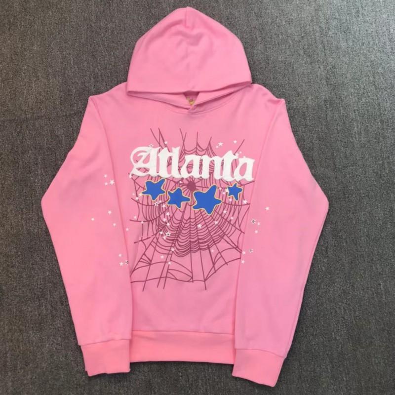 Mens Hooded Sweatshirt Set Spider Web Letter Print Streetwear Teens Youth Casual