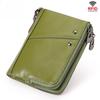 RFID Leather Multicolor Wallet Short Double Zipper Vertical Wallet Fashion Casual Coin Purse