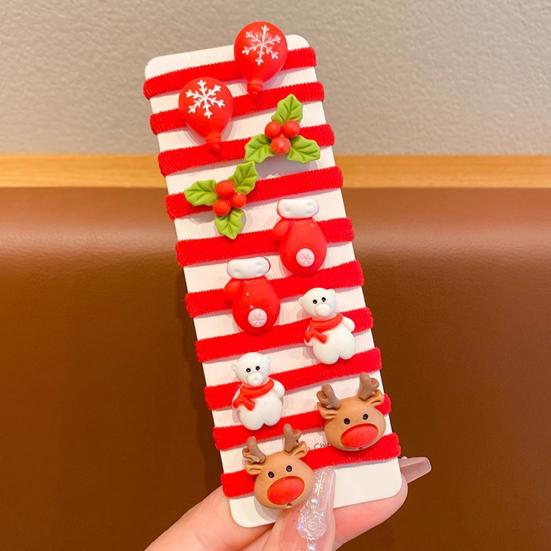 10 шт. Заколки для волос для девочек Снеговик Снежинка Санта Клаус Рождественская тематика Кольца для волос Хвосты Пучки Косы Рождественские праздничные аксессуары для волос