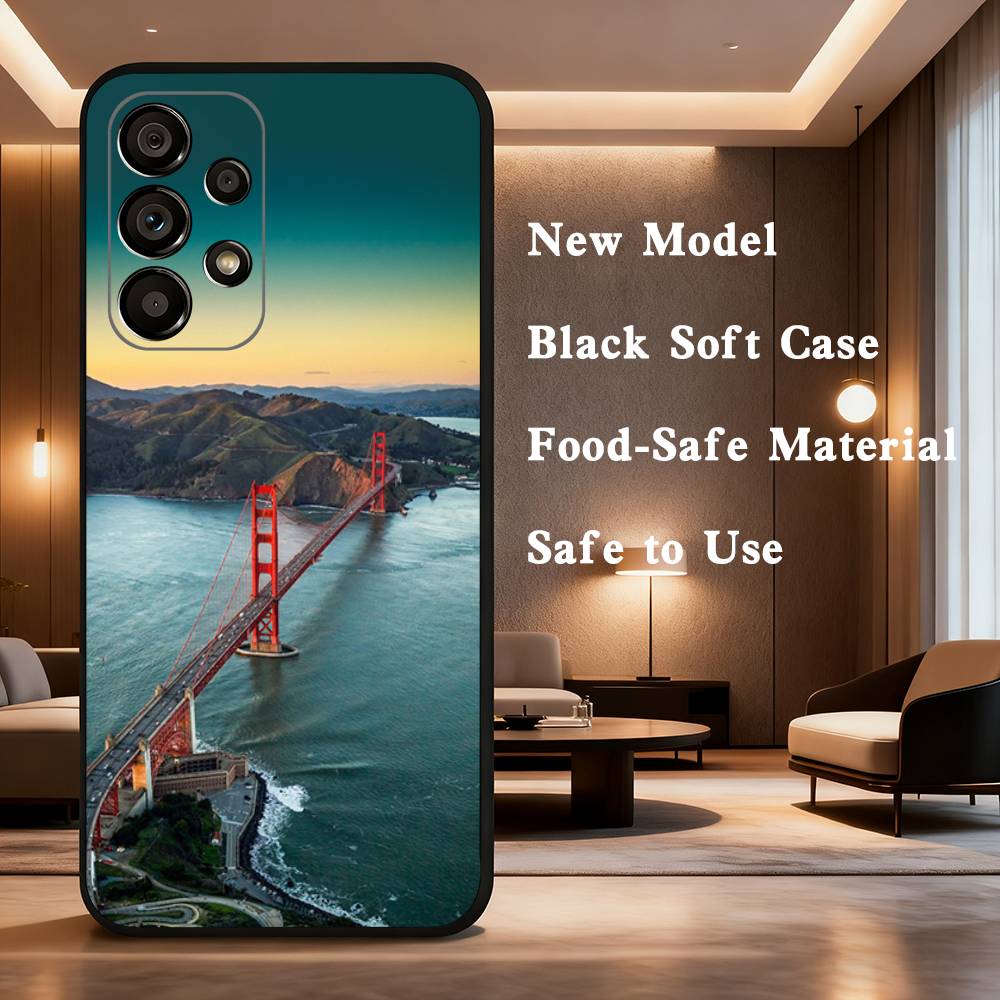 USA Golden Gate Bridge For Samsung Galaxy A53,31,52,72,41,22,73,32,71,Note,J7,8,9,5G Soft Black Silicone Phone Case