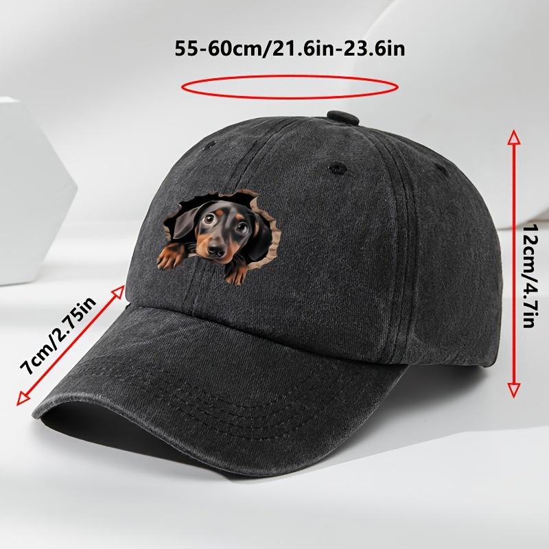 Retro washed baseball cap with playful dog pattern featuring a see through hole design  breathable casual outdoor sports sun hat