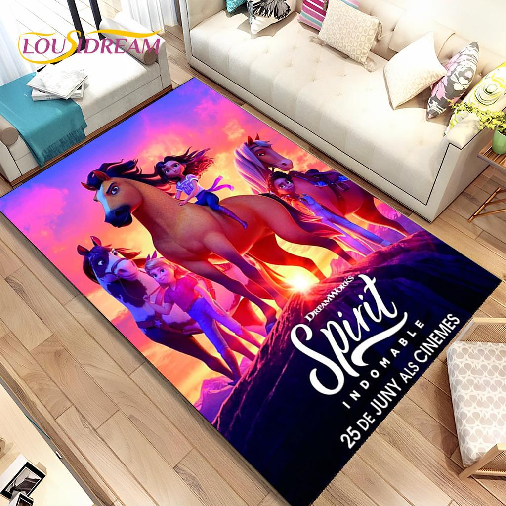 Коврик Spirit Riding Free Horses с мультяшным рисунком, коврик для дома, гостиной, спальни, дивана, коврик для двери, детский нескользящий напольный коврик 3D