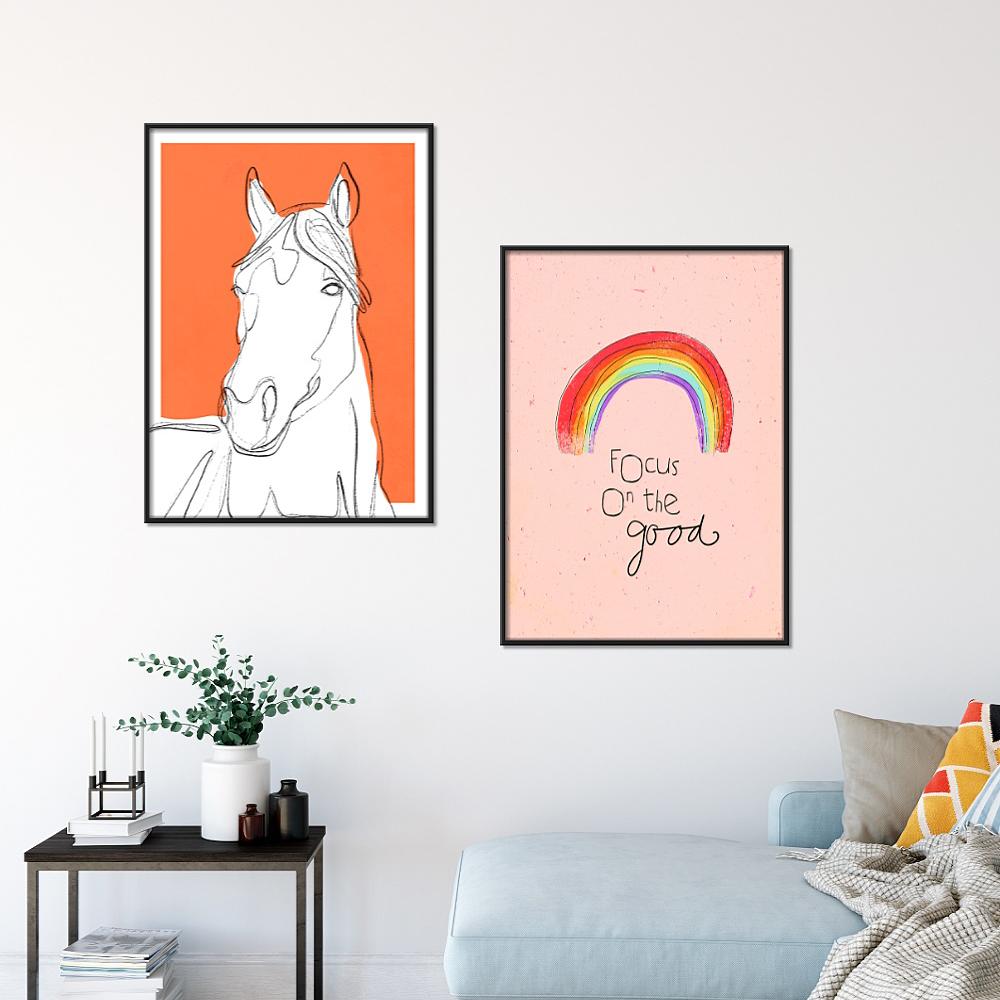 Мока цветы постер Treechild мультфильм холст картина лошадь радуга милые девушки лицо настенные художественные картины детская спальня декор