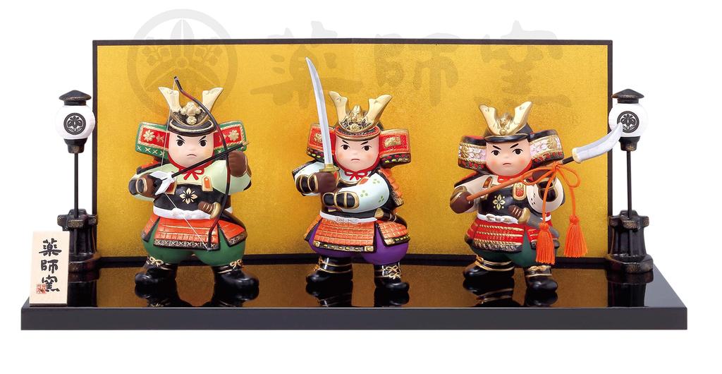 Yakushi Kiln May Doll Boy's Festival Colored Color Set of Three Samurai