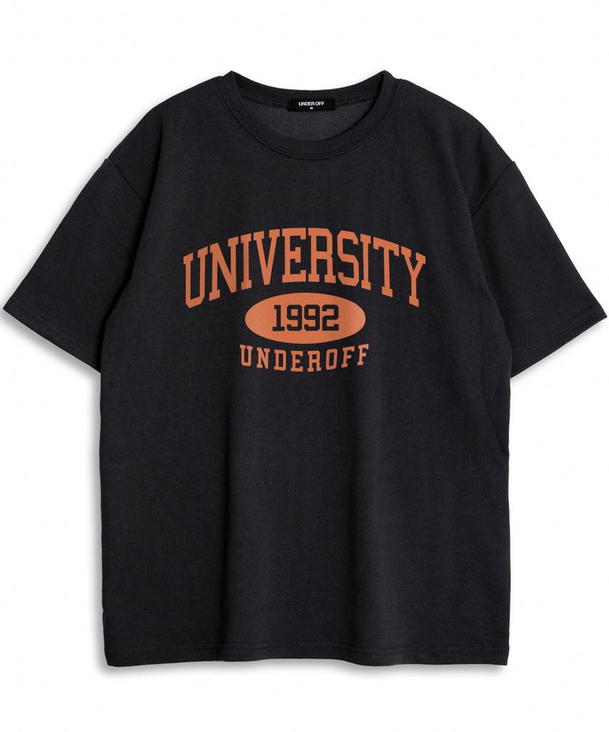 UNDEROFF [2Pack] Oversized Crew Neck University Short Sleeve T-Shirt 4 Colors