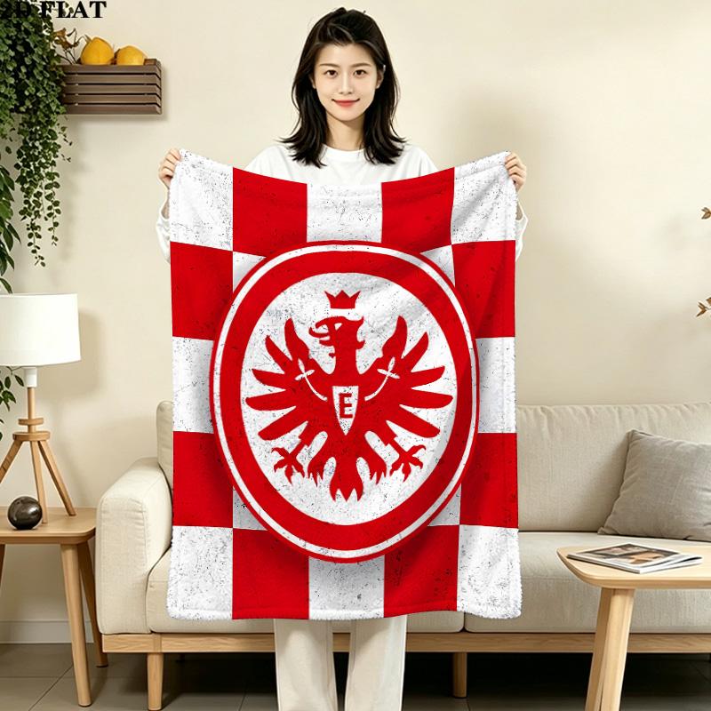 1PC Frankfurt Football Patterned Flannel Blanket Suitable For All Seasons For Home Decor Warmth And Comfort Gifts Holiday Present