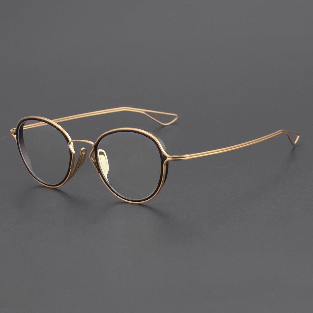 Dita Pure Titanium Retro Oval Glasses Frame, Style DTX100 - Fashionable and Perfect for Myopia, Men’s Large Frame.