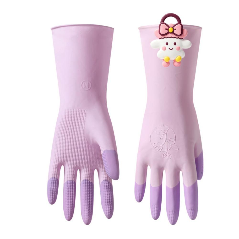 1 Pair Non-slip Household Cleaning Gloves Wear Resistant Kitchen Cleaning Gloves Laundry