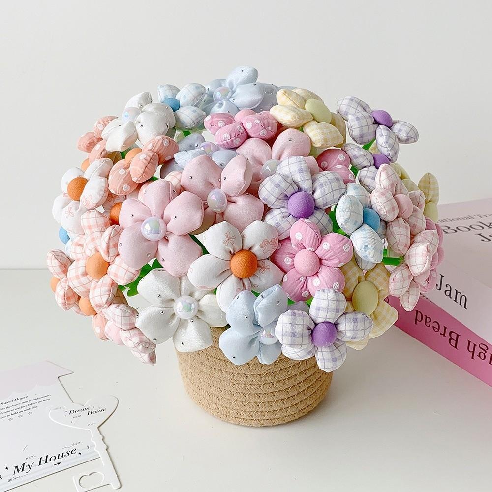 Fabric Flower Decorative Ballpoint Pen 3D Floral Writing Pen Portable Flower Gel Pen Novelty Gift