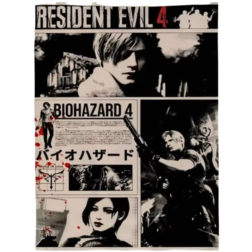1 шт. Комикс Resident Evil 4 Гобелен, Черно-белый Коллаж Принт, Крутые Вещи для Комнаты, Большой Размер, Полиэстер 2D Настенное Искусство, Спальня Stu