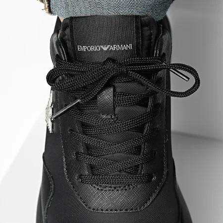 Мужские кожаные кроссовки Emporio Armani Черные Мягкие - Размер: 43