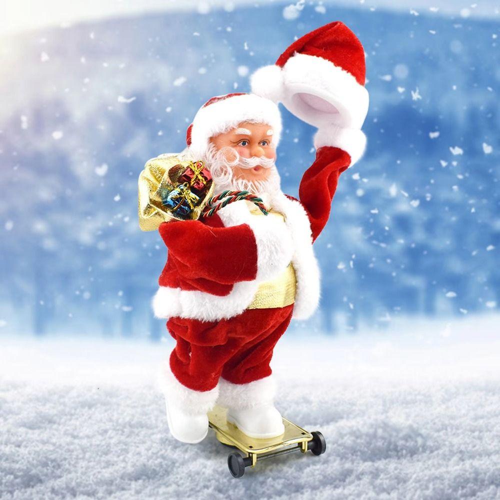 Slides Skateboard Electric Santa Toys Musical Dancing Santa Claus Toys Christmas Dolls Living Room