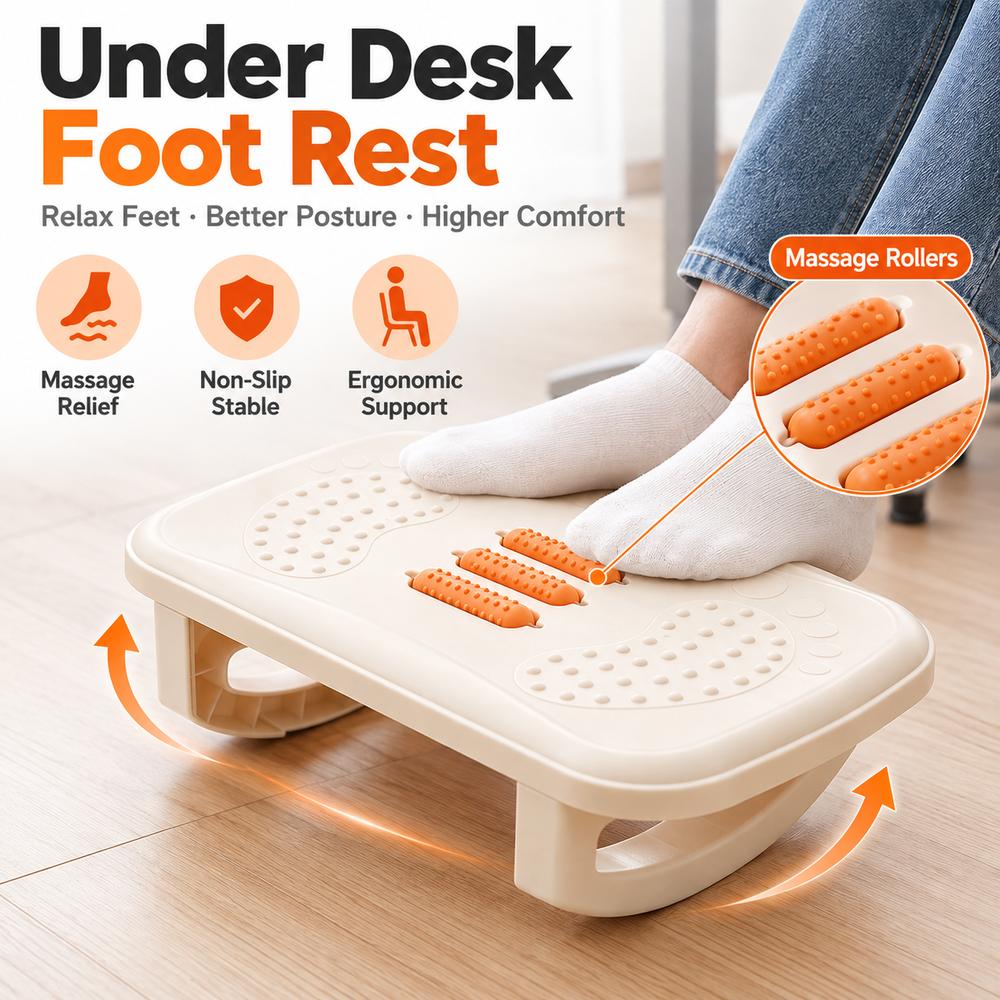 Non-Slip Base Under Desk Footrest Massage Rollers Leg Rest New Rocking Foot Rest Home Office