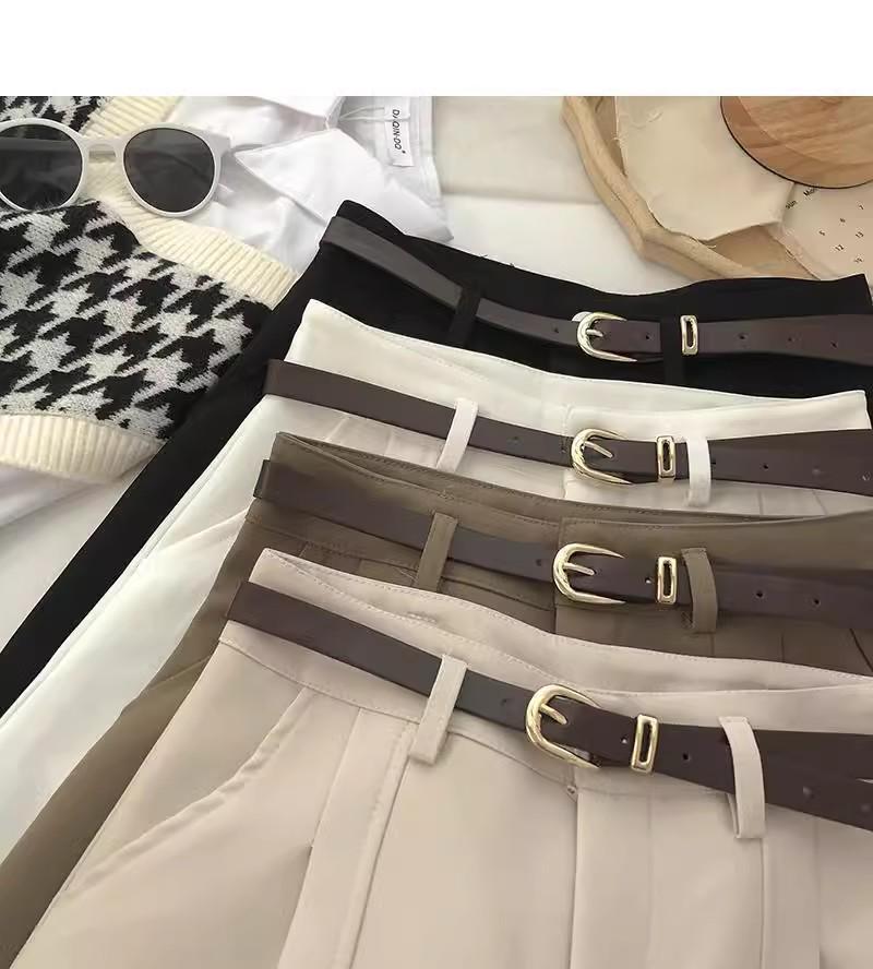 Женские шорты А-силуэта с высокой талией и широкими штанинами в стиле ретро - Весна 2025, корейский и гонконгский стиль