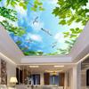Blue Sky White Cloud Green Leaf Ceiling Mural Living Room Bedroom Ceiling Decoration Mural Custom Photo Ceiling Wallpaper