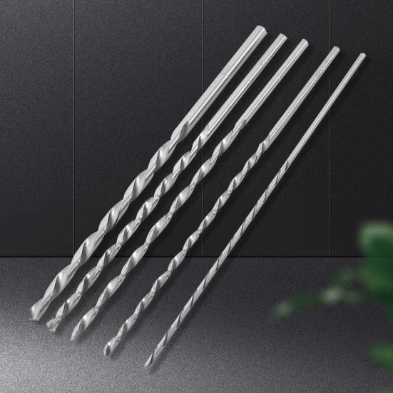 5Pcs Twist Drill Bit Lengthened Fast Chips Removal Round Shank Professional Drilling Bit Group for Tapping
