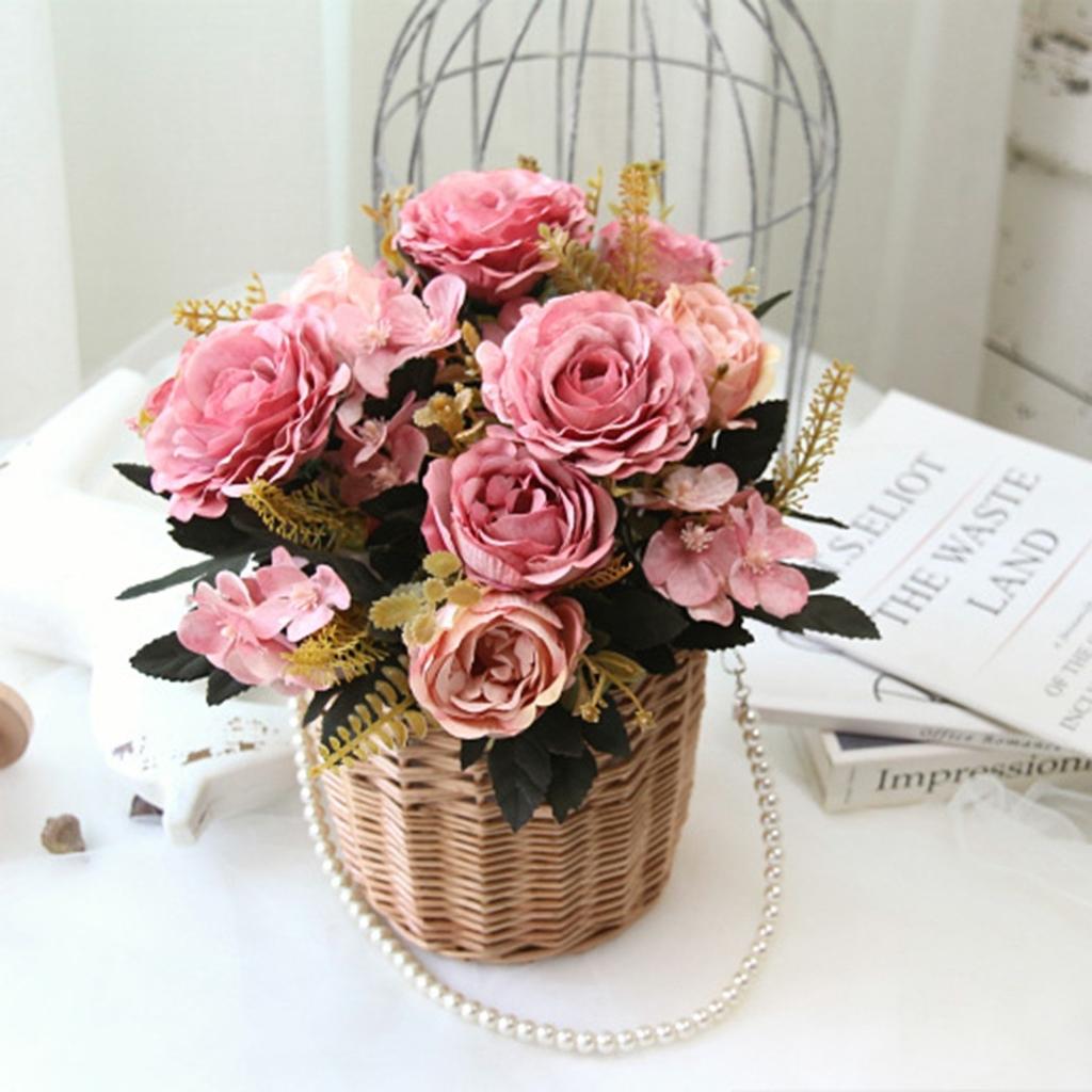 Искусственный шелковый ручной букет Смешанные искусственные цветы Пион Роза Гортензия Декор