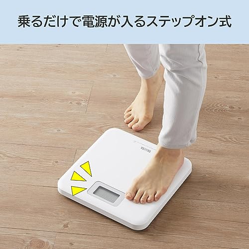 TANITA Digital Bathroom Scale, Simple and Compact, Just Step On, Switch On, White HD-671-WH