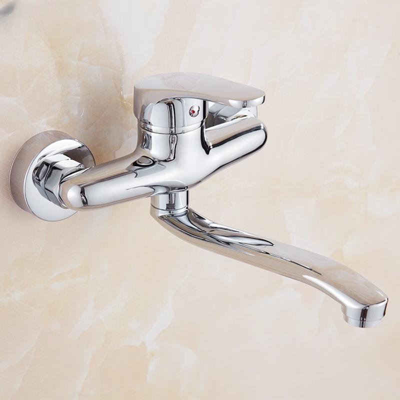 Gongzu Wall-Mounted Brass Kitchen Sink Faucet