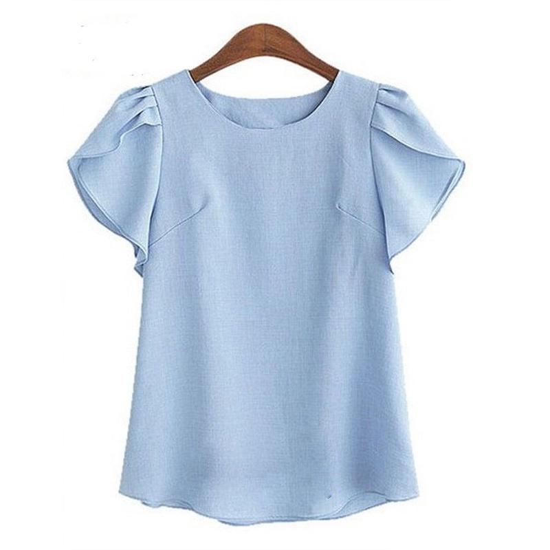 Summer Lotus Women Short Sleeve Blouse Tops Ladies Loose T Shirt Casual Top Tee