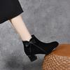 Женские короткие ботинки 2025 осень и зима корейская версия бант круглый носок женские ботинки две высокие модные ботинки черная овчина женские хлопковые ботинки