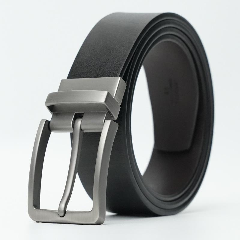 Новый мужской пояс из воловьей кожи с вращающейся пряжкой для мужчин с модным деловым кожаным ремнем, повседневным простым джинсовым ремнем для мужчин
