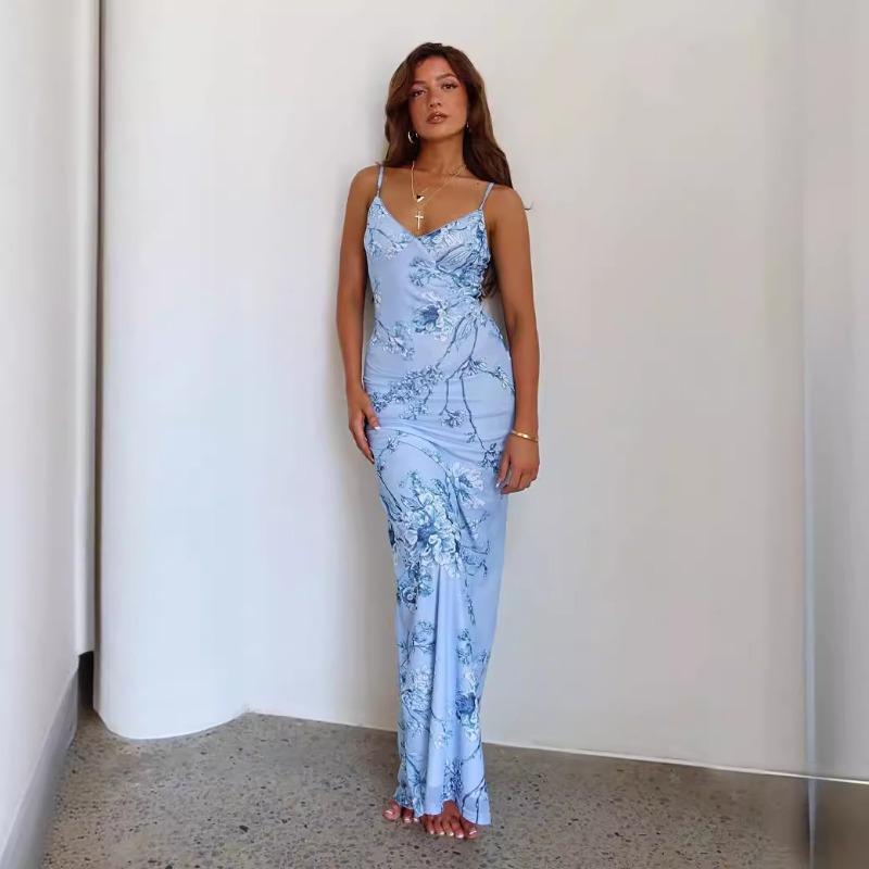 Женское длинное платье Holiday Ethos Slim Print Design Sense Halter Dress Женское платье