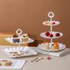 Трехъярусные подставки для кексов с десертными тарелками, настольная витрина, ярусная подставка для конфет и торта, угощения, подарки, сервировочные подносы для чаепития, свадьбы, детского праздника