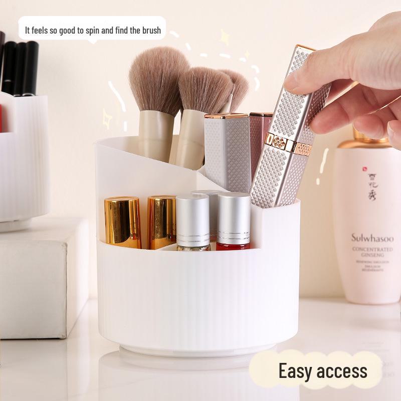 Портативный вращающийся держатель для кистей для макияжа: Вместительное хранилище для помады, карандаша для бровей, кисточек для теней и канцелярских принадлежностей.