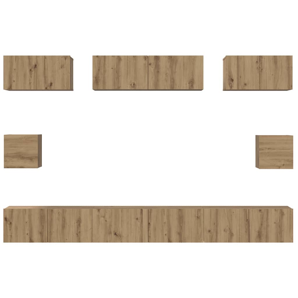 Wall Mounted TV Cabinet Set 8 pcs Artisan Oak Wood Based Material
